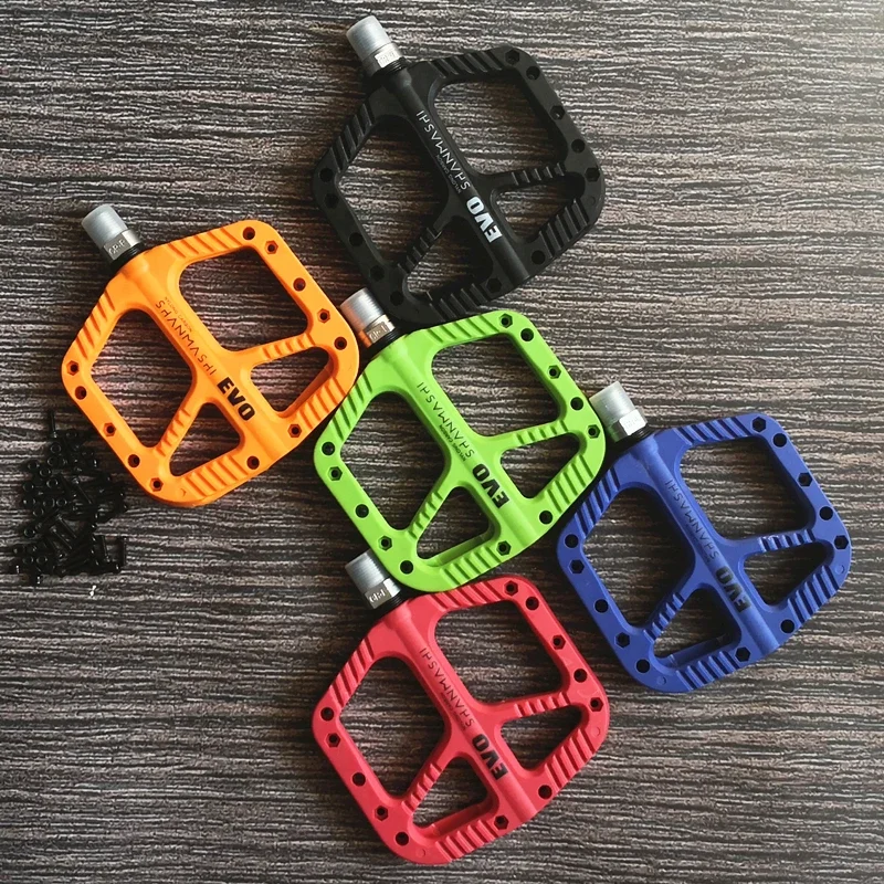 Pedal Platform Flat - แป้นเหยียบจักรยานเสือภูเขา, แป้นถีบจักรยานไนลอนไฟเบอร์กันลื่นขนาด9/16นิ้วแป้นแบนสำหรับจักรยานเสือภูเขาจักรยานเสือภูเขา