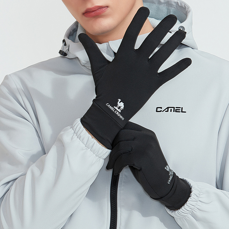 Mountain Biking Gloves Mens - ถุงมือปีนเขาอูฐสีทองสำหรับผู้ชายผู้หญิงถุงมือถุงมืออุ่นเย็นสำหรับปั่นจักรยานในฤดูหนาวเล่นกีฬากันลมสำหรับปีนเขา