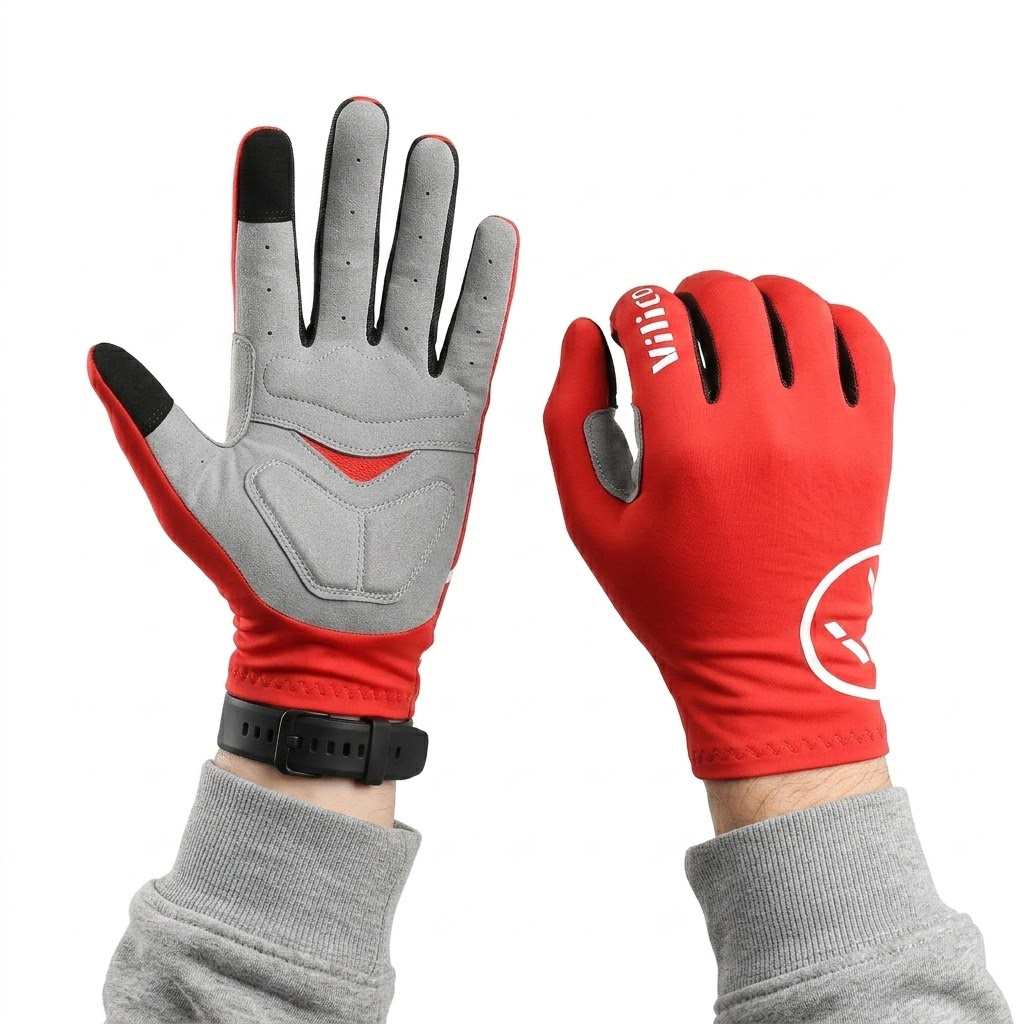 Mountain Biking Gloves Mens - ถุงมือปั่นจักรยานแบบเต็มนิ้ว ระบายอากาศได้ดีและลดแรงกระแทก ถุงมือปั่นจักรยานเสือภูเขาสำหรับผู้ชาย ถุงมือสำหรับขี่จักรยานกลางแจ้ง