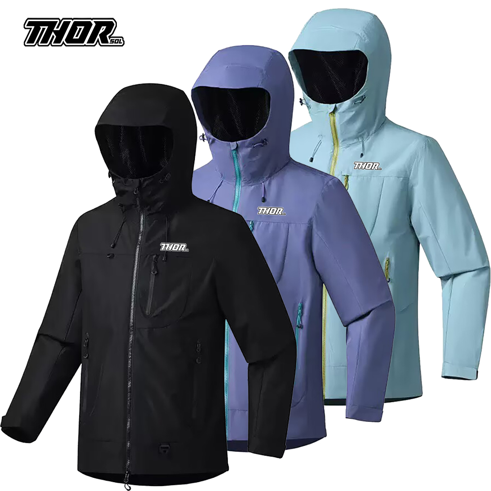 Mountain Biking Rain Jacket - THORSOL เสื้อแจ็คเก็ตกันฝนสำหรับปั่นจักรยานผู้ชาย เสื้อกันลมสำหรับจักรยานเสือภูเขา เสื้อผ้าสำหรับปั่นจักรยานผู้หญิง เสื้อโค้ทสำหรับตั้งแคมป์และเดินป่า เสื้อกันน้ำ