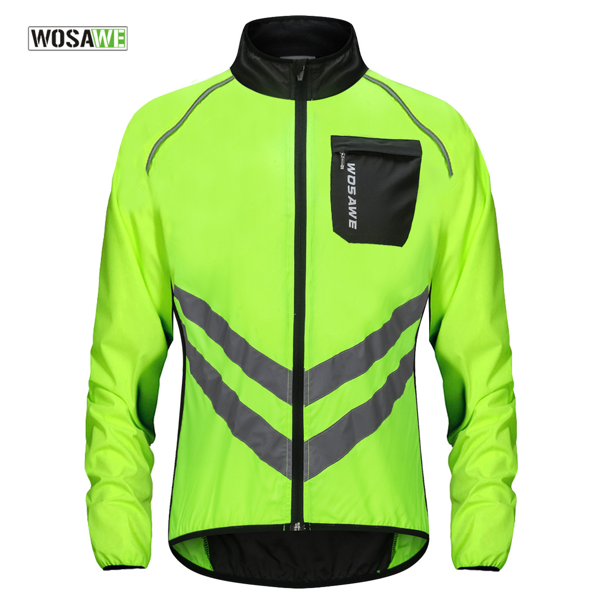 Mountain Biking Rain Jacket - WOSAWE ขี่จักรยานเสื้อกันฝนการมองเห็นสูงมัลติฟังก์ชั่ย์ถนน MTB จักรยานจักรยานกันลมแห้งเร็วเสื้อกันฝนเสื้อกันลม