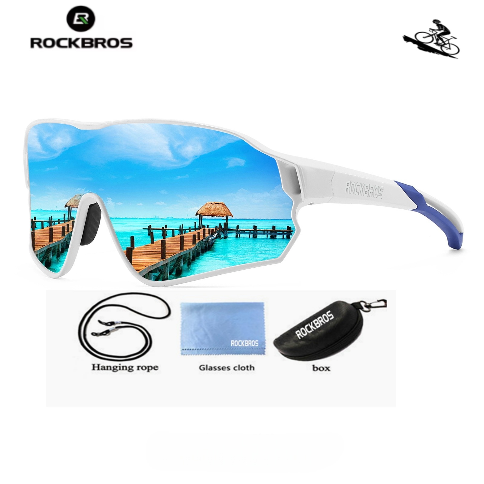 Mountain Biking Glasses - ROCKBROS แว่นตาโพลาไรซ์สำหรับจักรยาน แว่นกันแดดสำหรับปั่นจักรยาน แว่นกันแดดสำหรับเล่นกีฬากลางแจ้ง แว่นตา PC