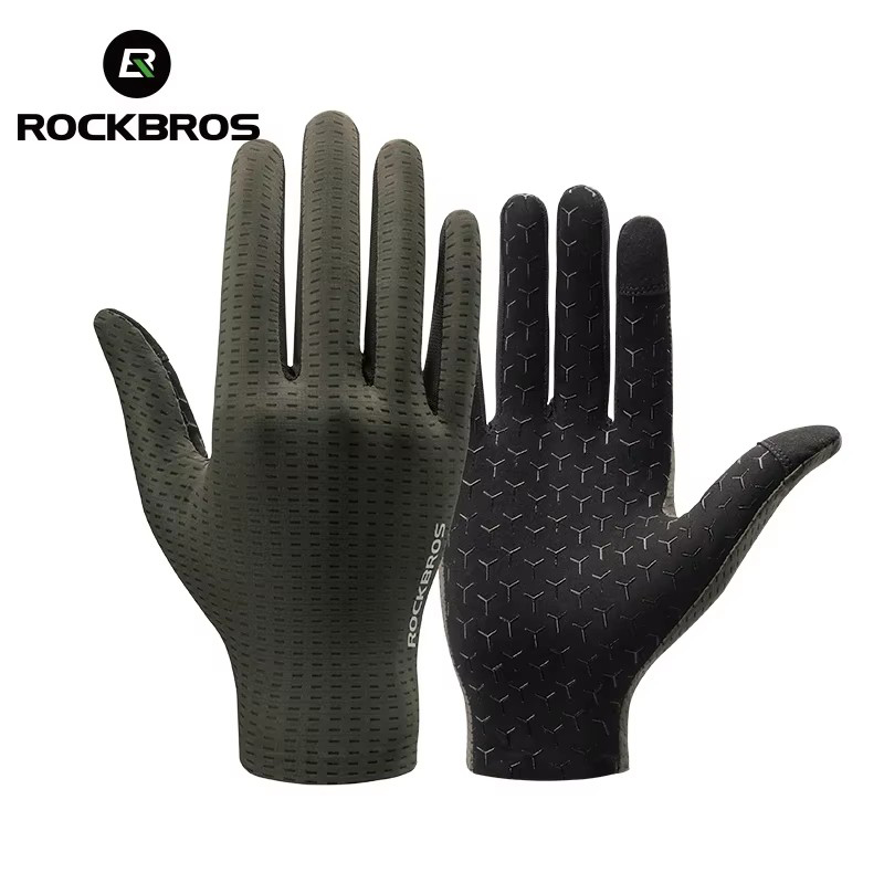 Mountain Biking Gloves Mens - ROCKBROS ถุงมือขี่จักรยานผู้ชายผู้หญิงฤดูใบไม้ผลิฤดูร้อน Anti-SLIP Breathable หน้าจอสัมผัสครึ่ง/Full Finger