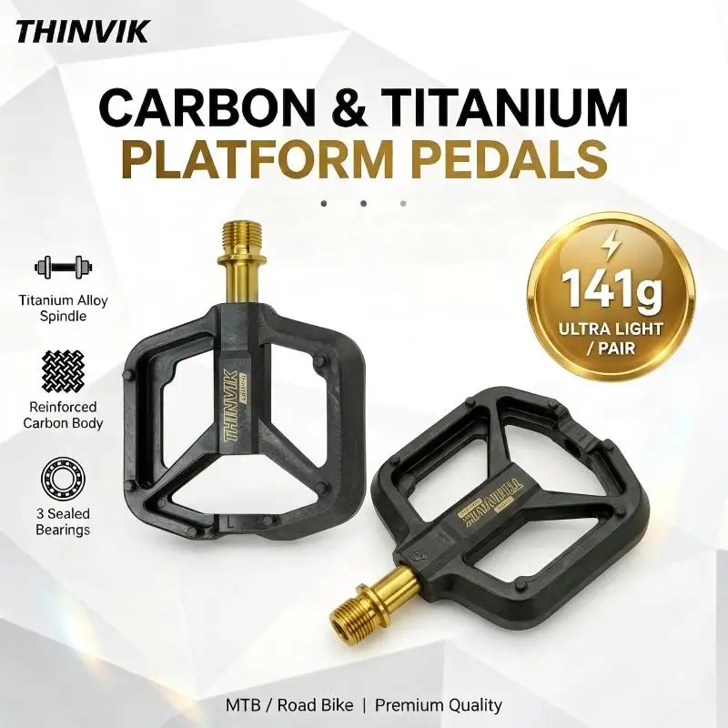 Pedal Platform Flat - THINVIK แป้นเหยียบจักรยานคาร์บอนไฟเบอร์น้ำหนักเบาพิเศษ 141 กรัม พร้อมแกนไทเทเนียม 3