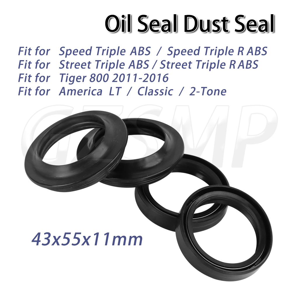 Fork Oil Seal - ซีลกันฝุ่นน้ำมันขนาด 43x55x11 มม. สำหรับโช้คหน้ามอเตอร์ไซค์ เหมาะสำหรับ Triumph
