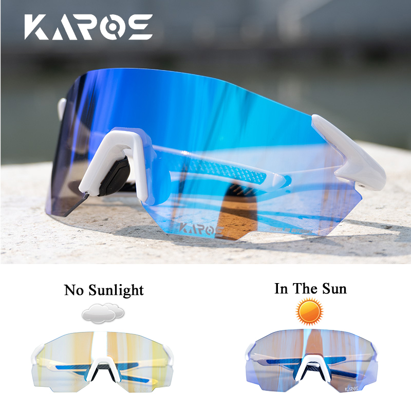 Mountain Biking Sunglasses - แว่นตาปั่นจักรยาน KAROS แบบเปลี่ยนสีอัตโนมัติ สำหรับจักรยานเสือภูเขาและจักรยานถนน แว่นตากีฬากลางแจ้งสำหรับผู้ชายและผู้หญิง เลนส์ปรับได้สำหรับจักรยาน