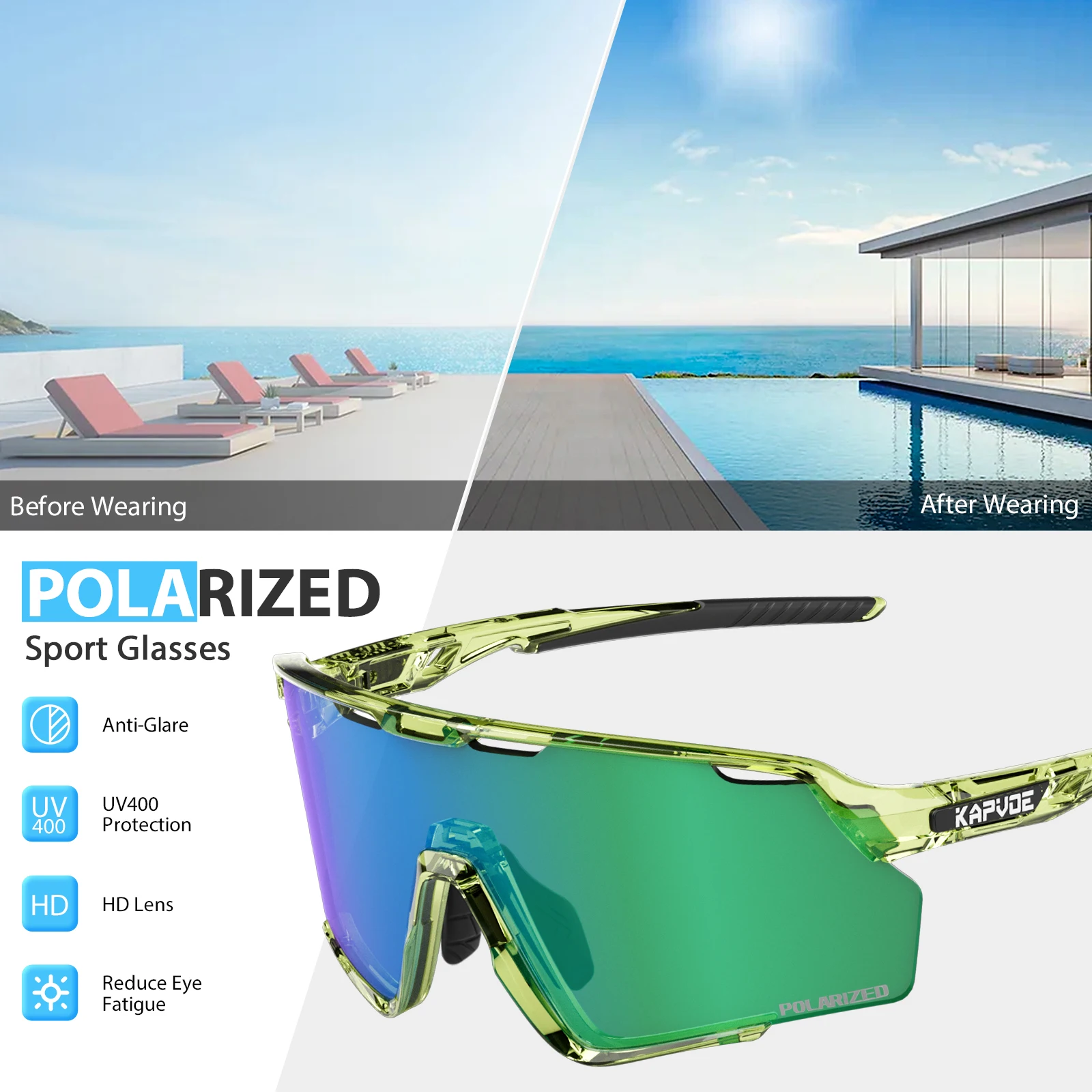 Kapvoe ใหม่กลางแจ้งจักรยานแว่น - Mountain Biking Sunglasses บทวิจารณ์และราคา