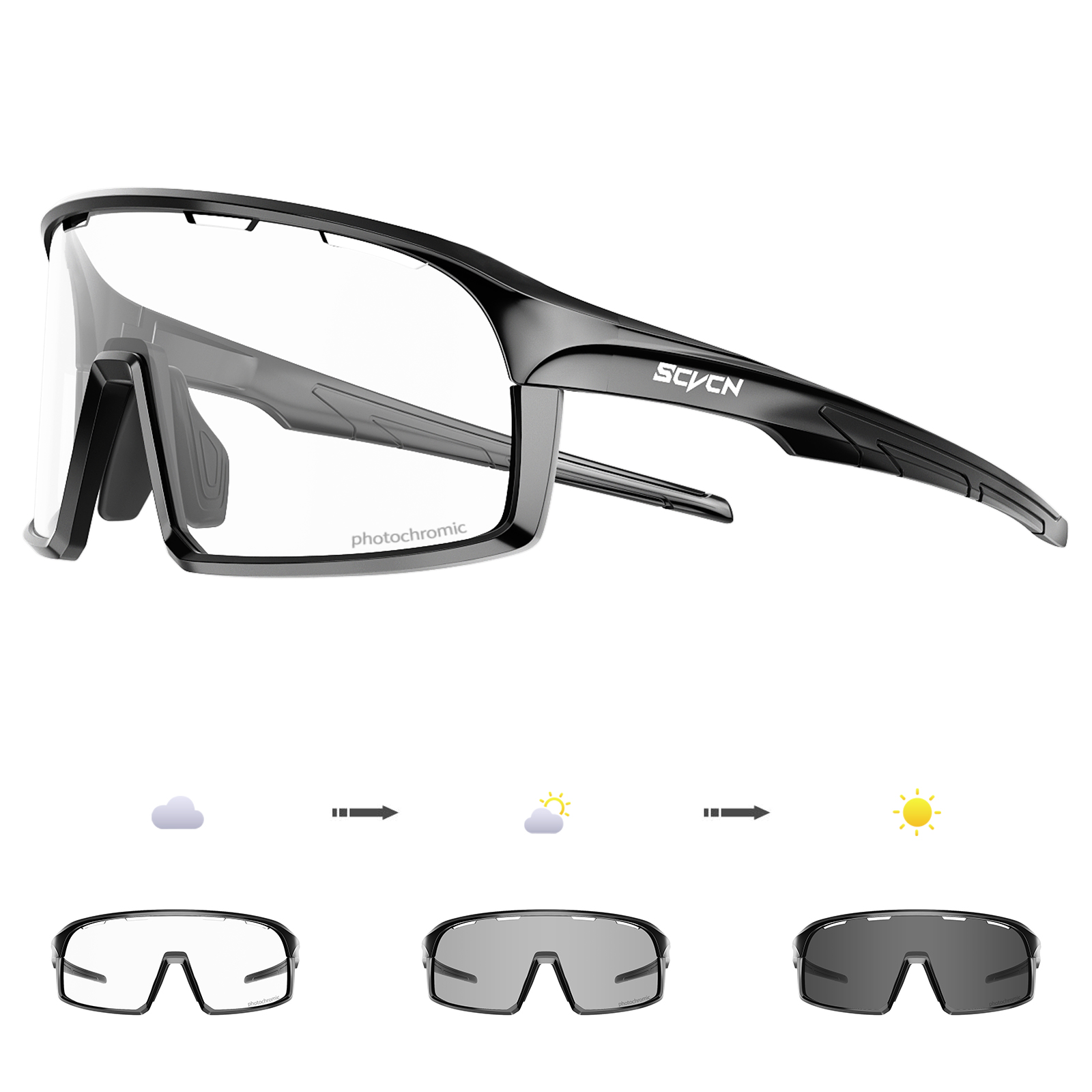 แว่นกันแดดเปลี่ยนสี SCVCN สำหร - Mountain Biking Sunglasses บทวิจารณ์และราคา