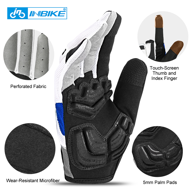 INBIKE ถุงมือจักรยานเจลเต็มนิ้ - Mountain Biking Gloves Mens บทวิจารณ์และราคา